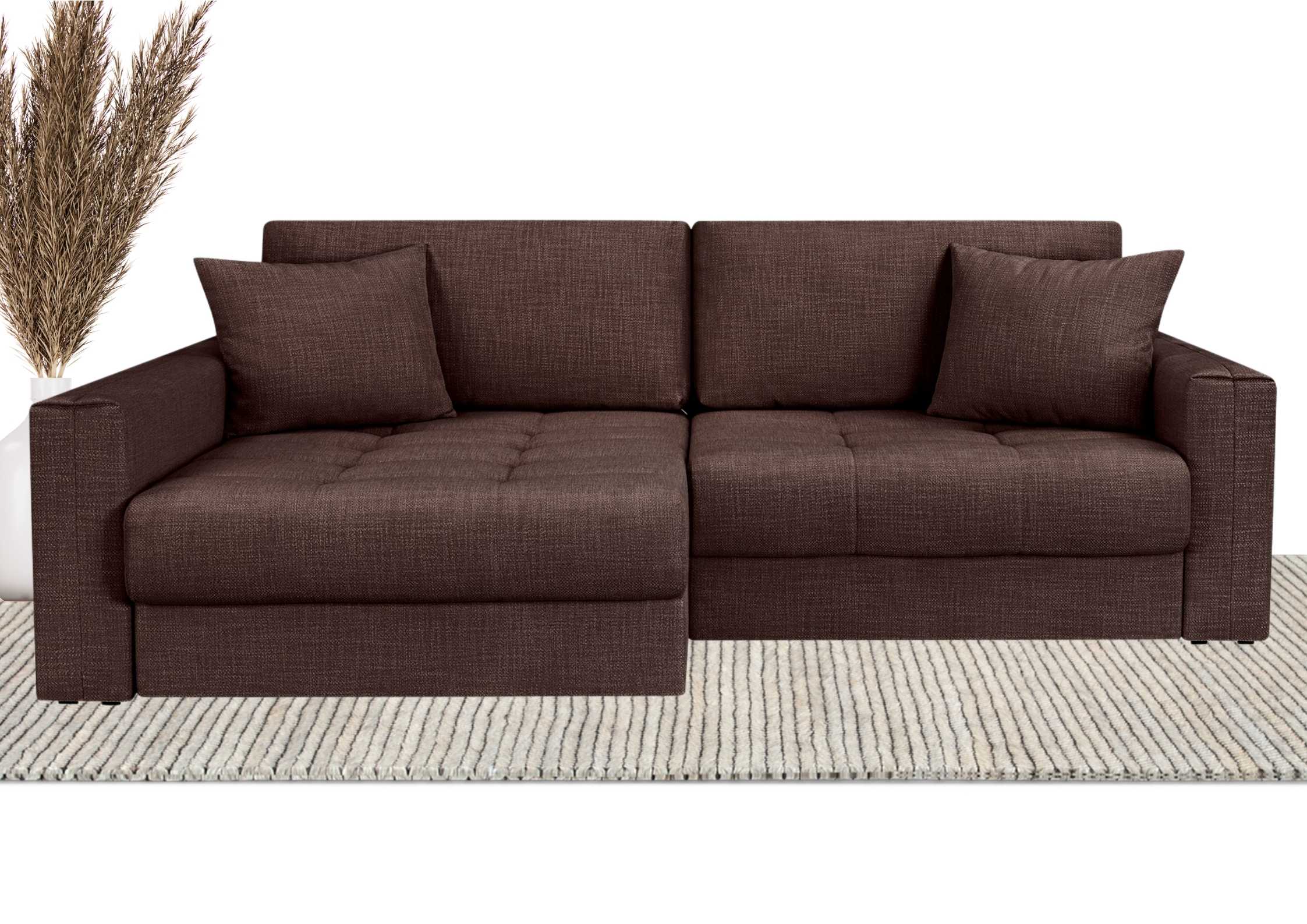 Brązowy narożnik modułowy z pikowanym siedziskiem